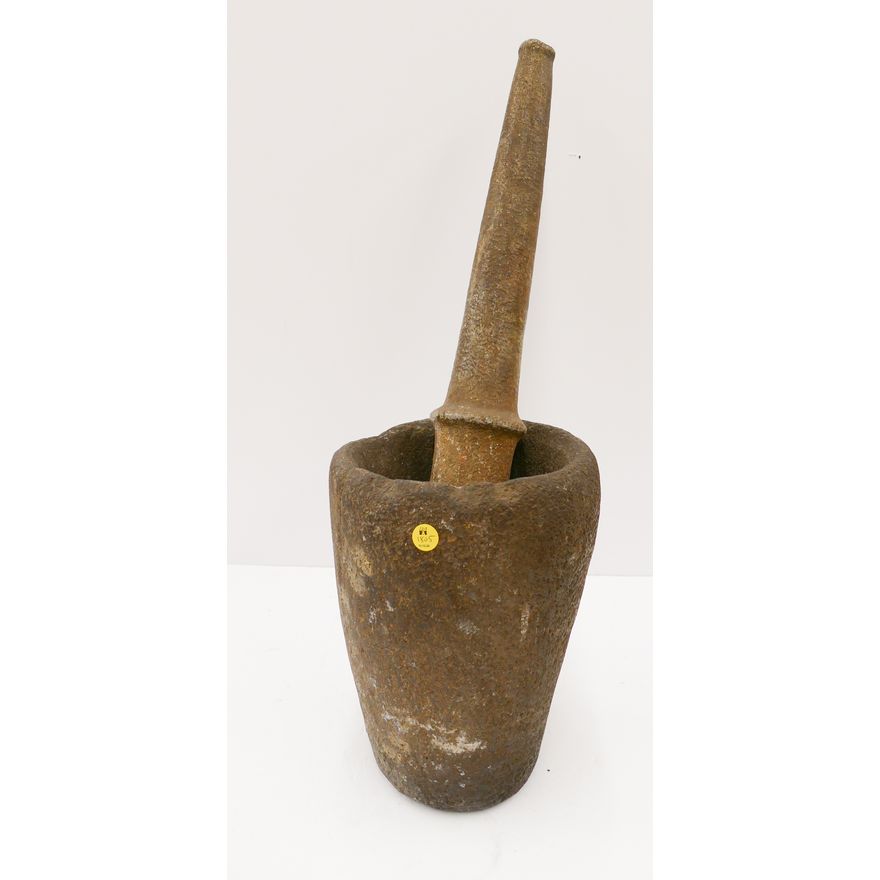 Large Native Volcanic Stone Mortar & Pestel- Mortar 12'' tall and 8.5'' diameter, pestle 24''.