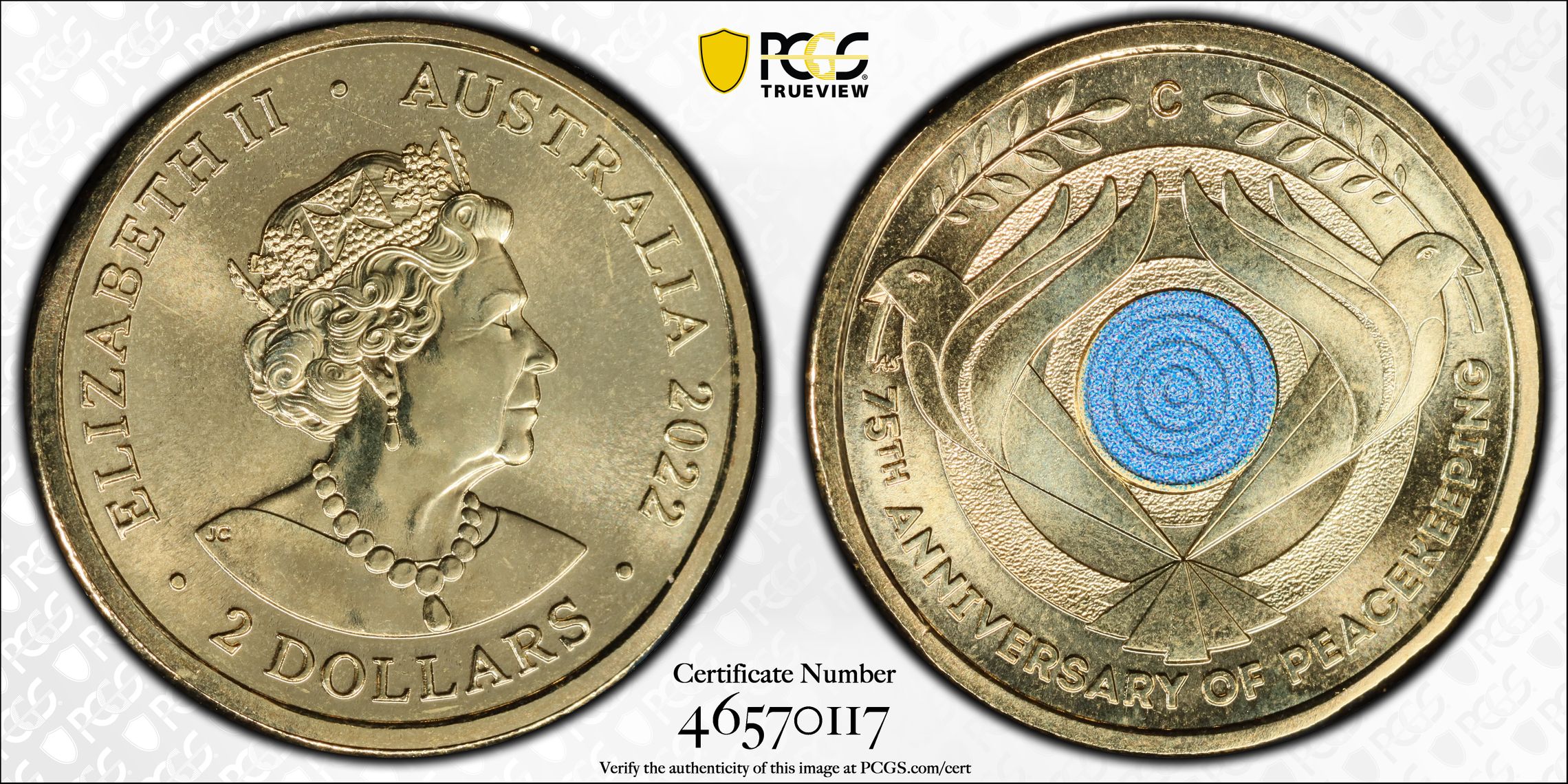 Peacekeeping Colourised, Two Dollar, 2022-C, PCGS MS68