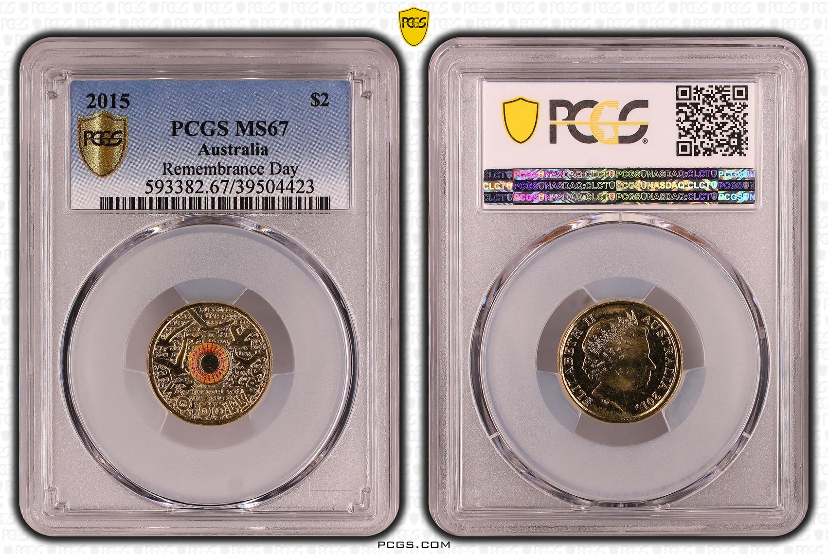 Remembrance Day Colorized - In Flanders Fields, Two Dollar, 2015, PCGS MS67