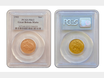 1902 EDWARD VII MATTE PROOF GOLD SOVEREIGN PF62