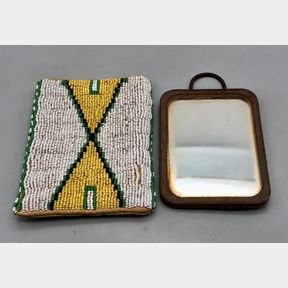 Early 1900s Plains Beaded Mirror case with Mirror
