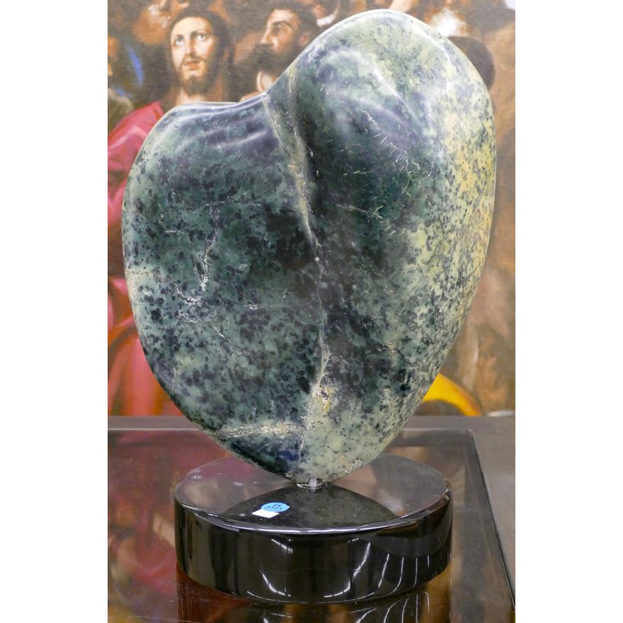 African Modernist Stone Heart Sculpture 16''