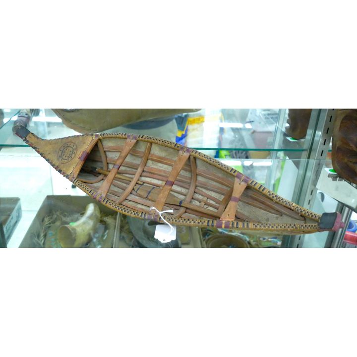 Old Native Birch Bark Decorated Canoe Model 21''