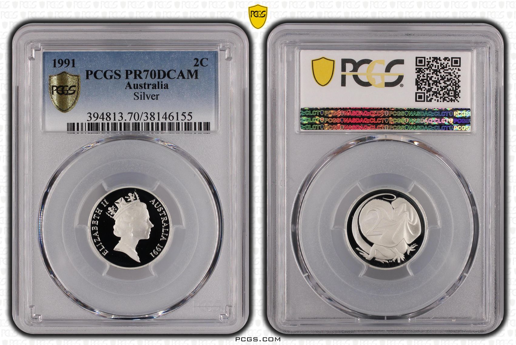 44 · 1991 Australia Two Cent, 2c Silver Proof Silver PCGS - PR70DCAM POP 73/0 -155