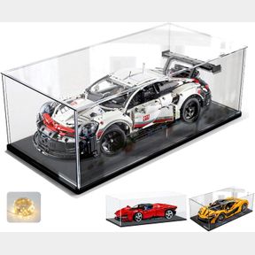 THICKENED CLEAR ACRYLIC DISPLAY CASE WITH WOOD-PLASTIC BASE FOR LEGO 42096 PORSCHE 911 FOR 42172 MCLAREN P1 42143 42156 42115 MODE