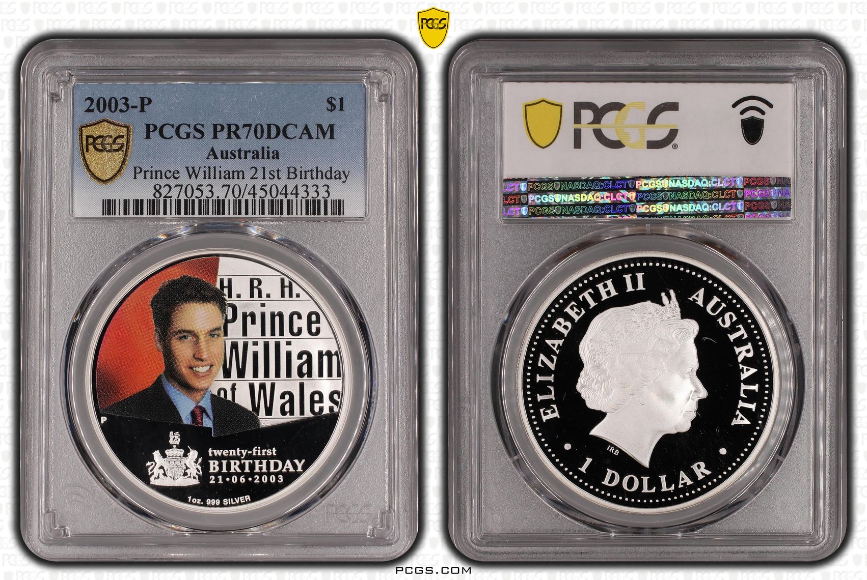 Prince William 21st Birthday, POP 11/0, One Dollar, 2003-P, PCGS PR70DCAM