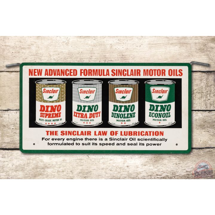 Sinclair Motor Oils Advanced Formula Tin Rack Topper Sign