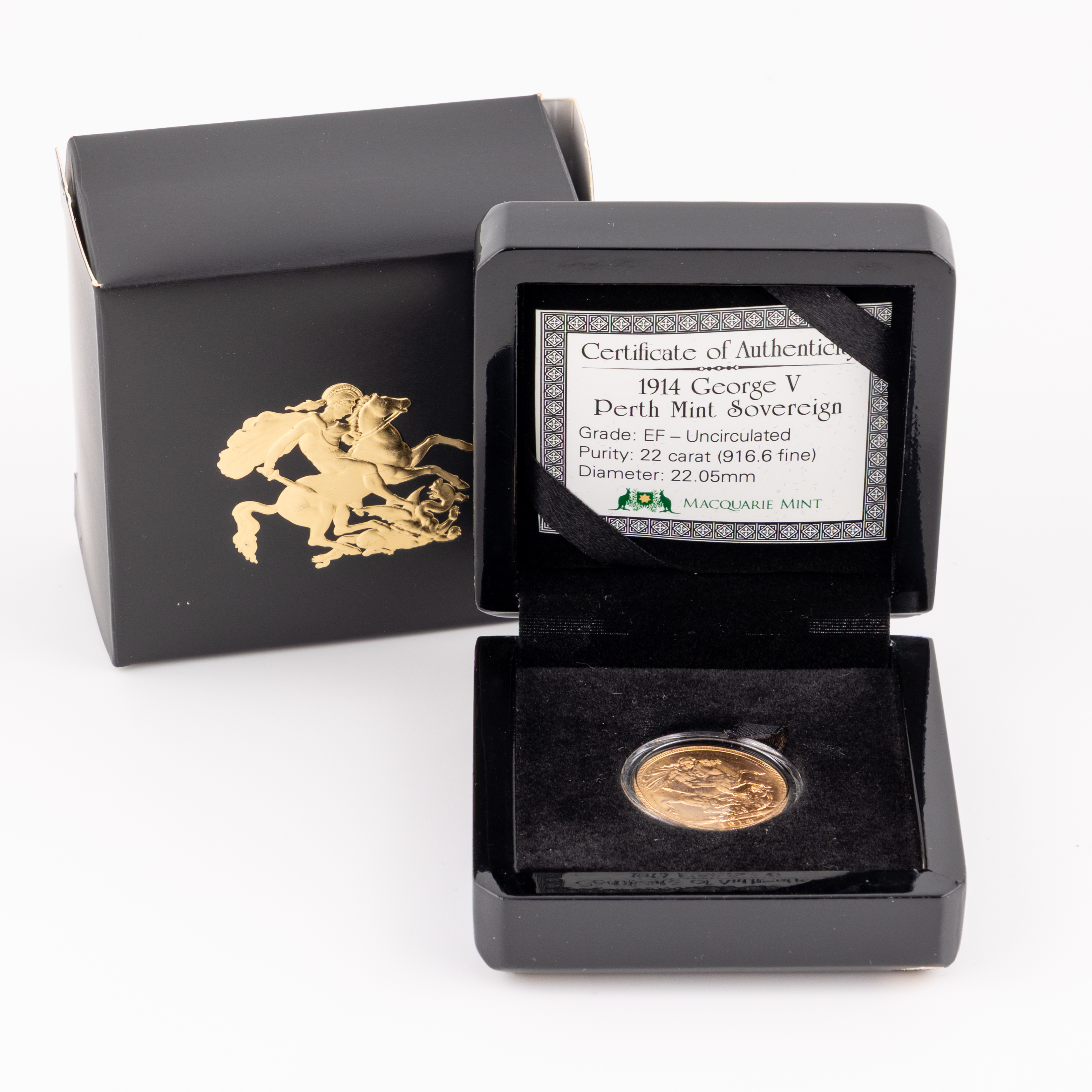 George V, St George Reverse, Sovereign, 1914-P, aUNC