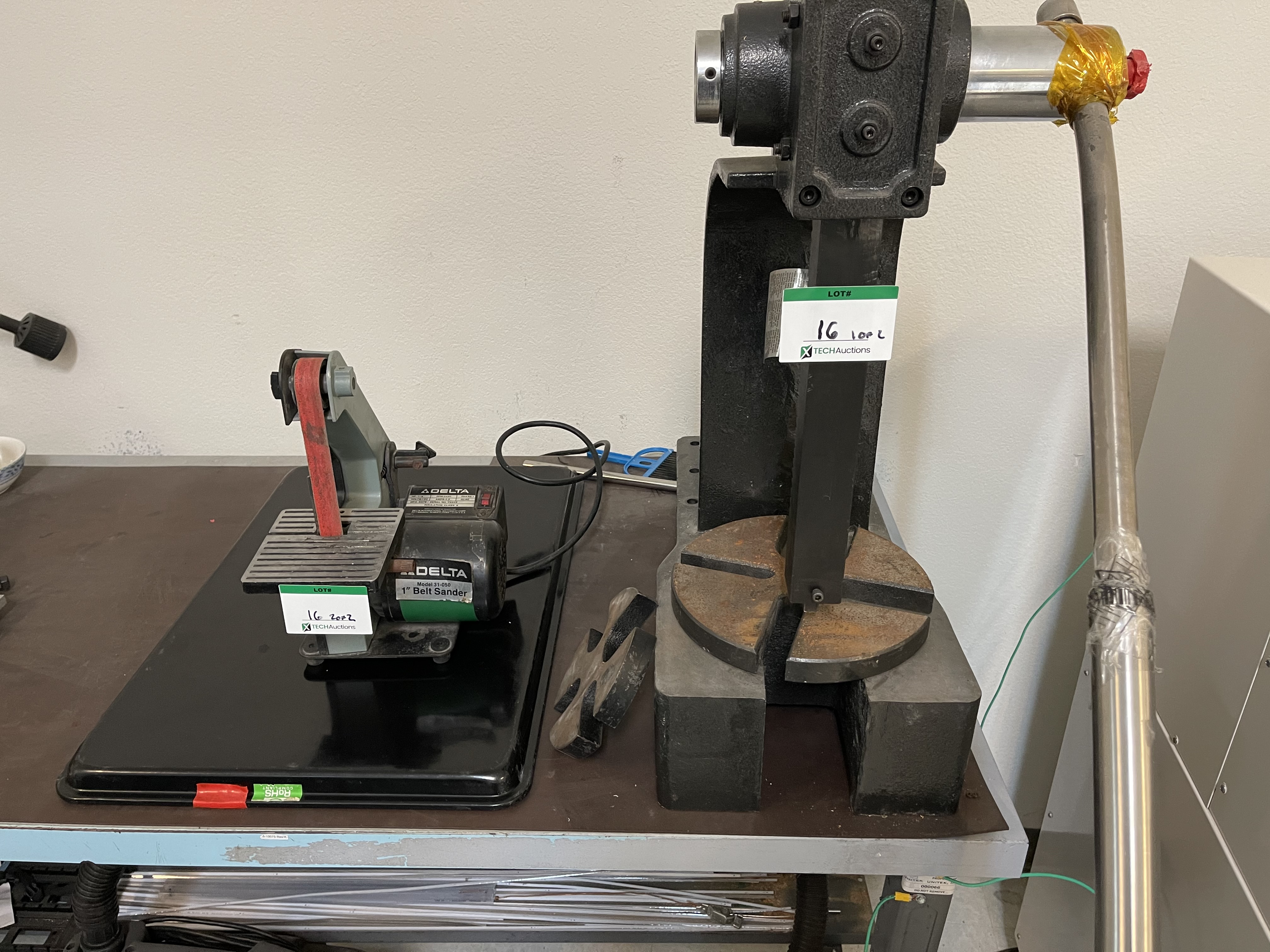 Dayton 4Ton Arbor Press 5Z077J with Delta 31050 1" Belt Sander