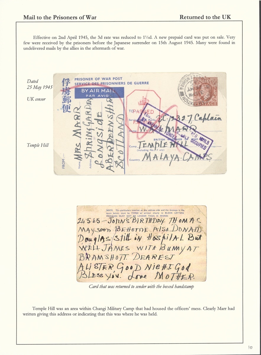 Prisoners of War and Civilian Internees in Singapore Undelivered Mail ...