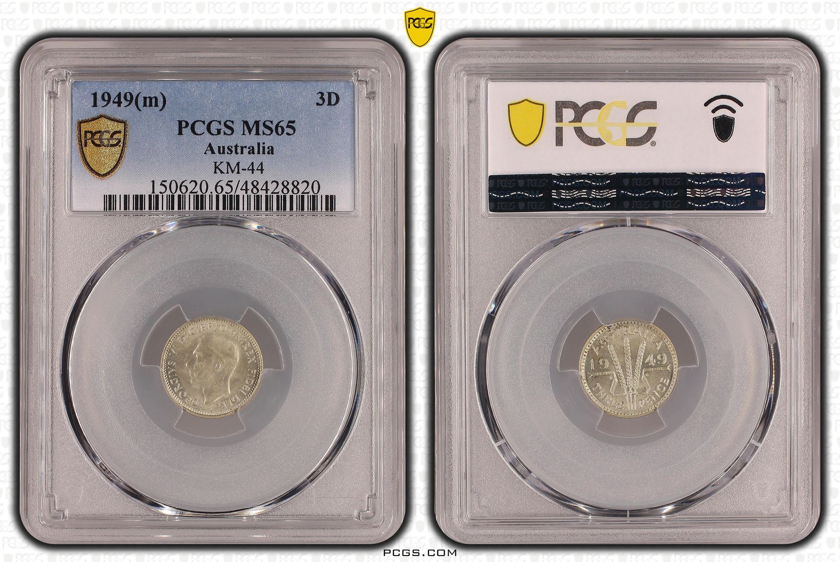 George VI, Threepence, 1949(m), PCGS MS65