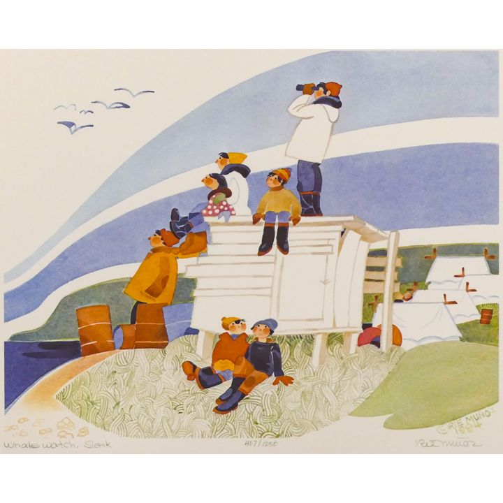 Rie Munoz ''Whale Watch, Sighk'' 1994 Signed Print 12.5'' x 15'' Sheet.