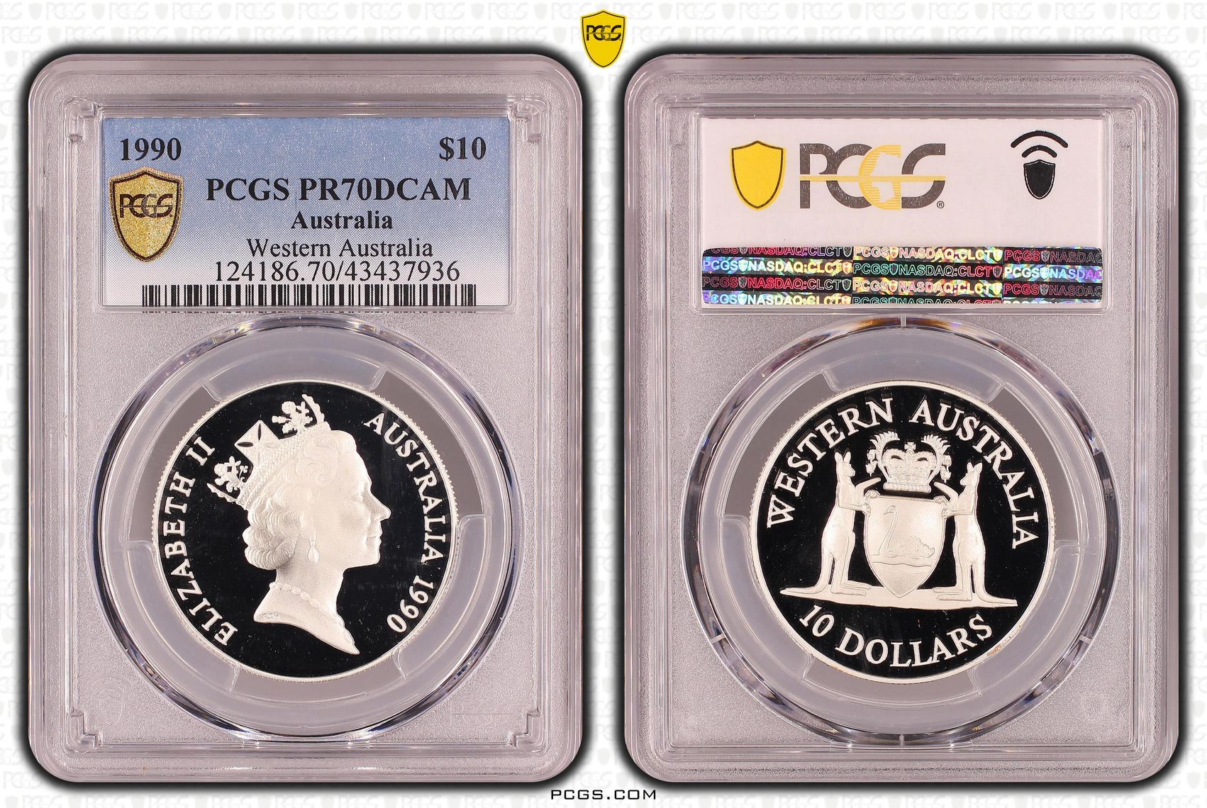 Elizabeth II, Silver, Western Australia, Ten Dollar, PR70DCAM , 1990 PCGS POP - 5/0