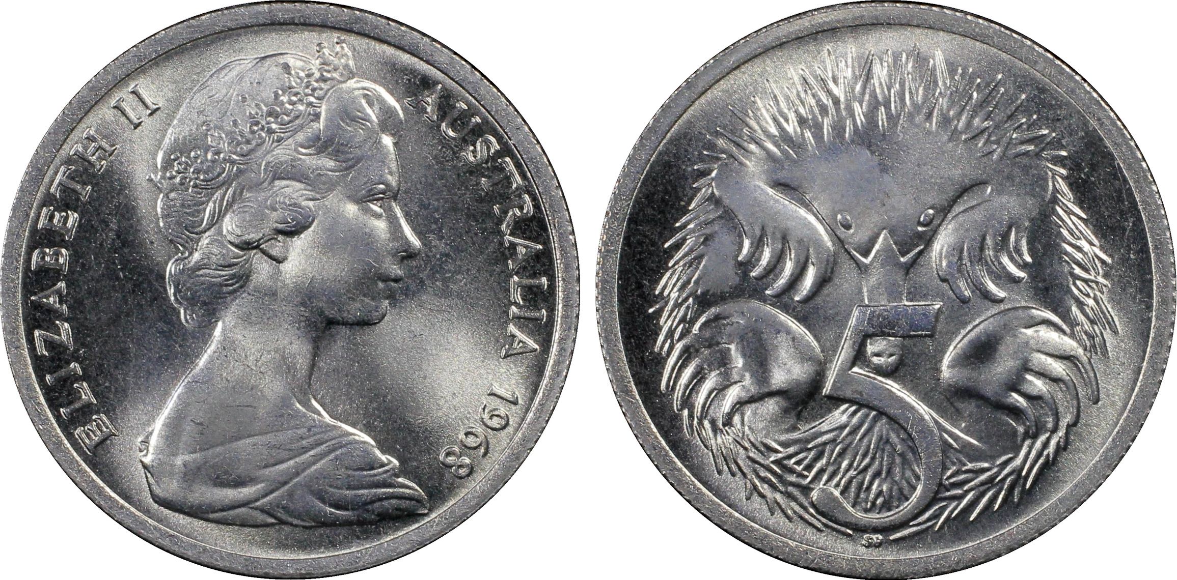 1968 Australia Five Cent, 5c PCGS - MS65 -019