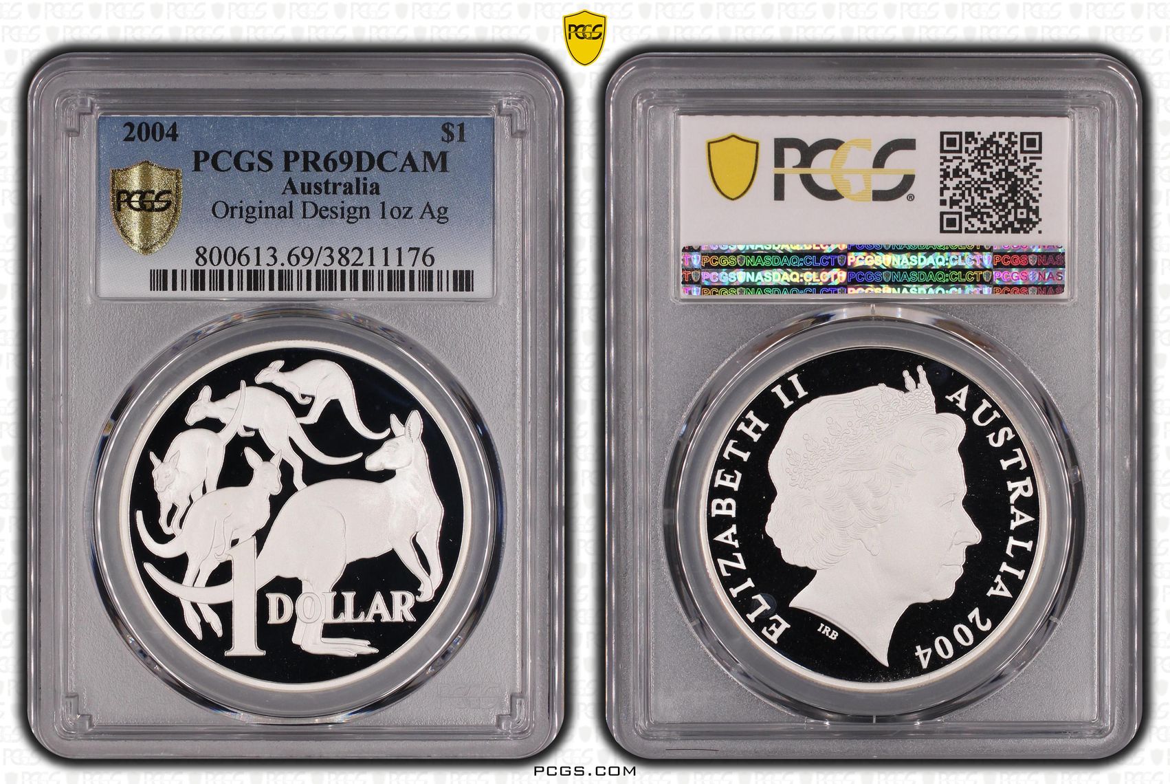 2004 Australia One Dollar, $1 Silver Original Design 1oz Ag PCGS - PR69DCAM -176