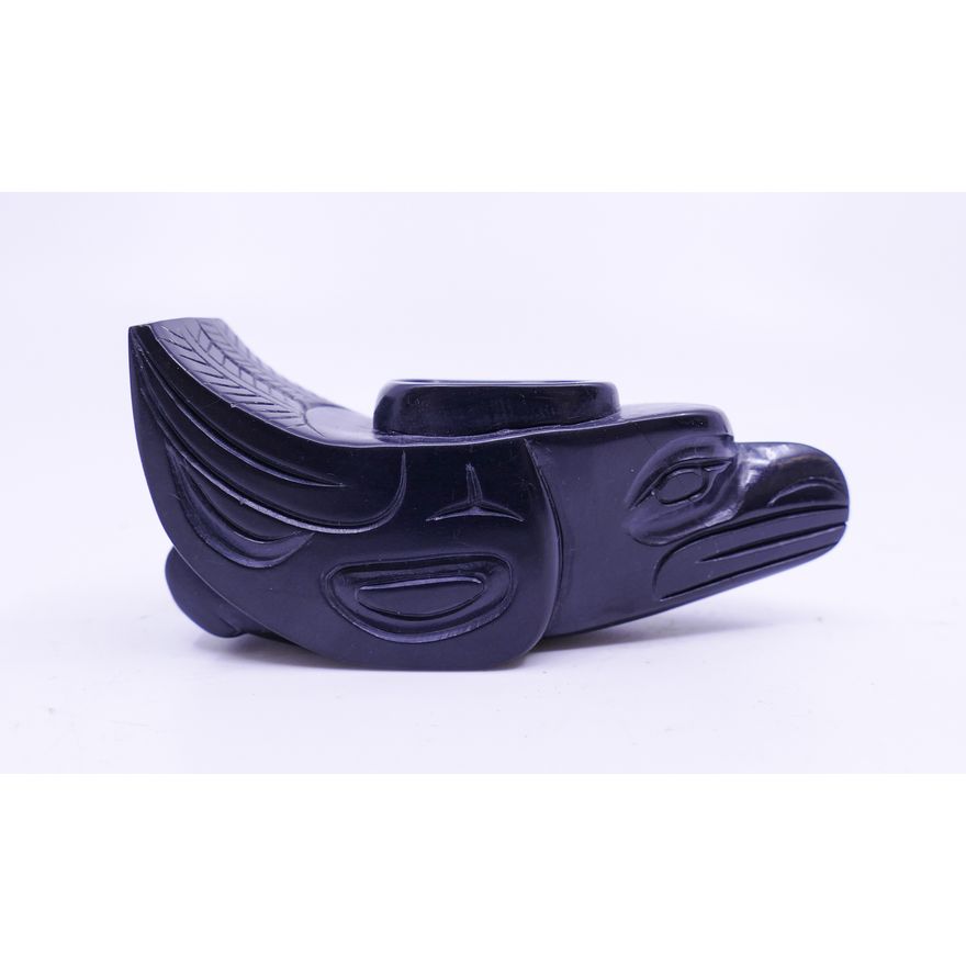 Norman Russ Argillite Eagle Miniature Grease Bowl- 3.5''