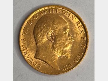 1909 EDWARD VII LONDON MINT GOLD HALF SOVEREIGN