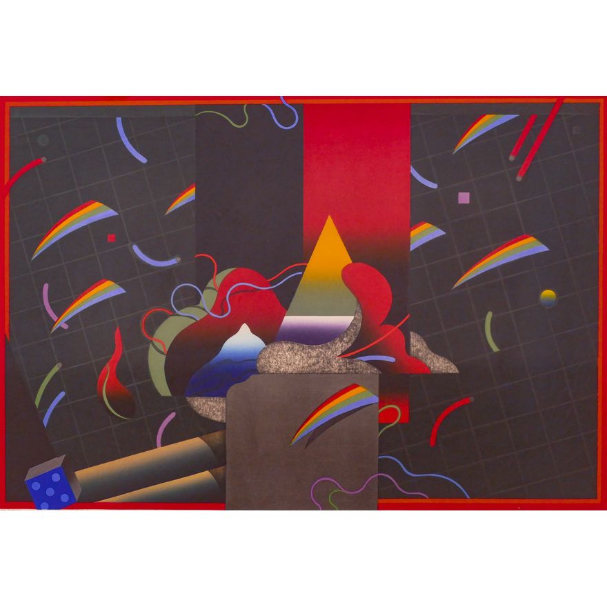 Akira Kurasawa 'Rainbow Arabesque' Japanese Woodblock Framed- 30x39''