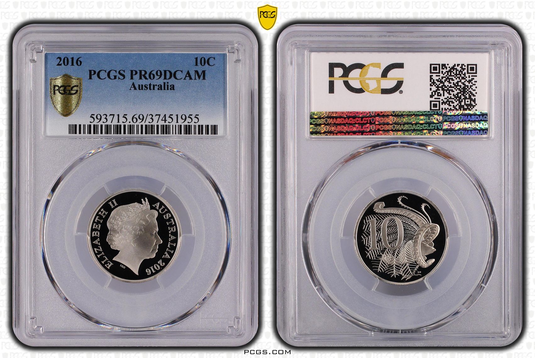 Elizabeth II, Ten Cent, 2016, PCGS PR69DCAM