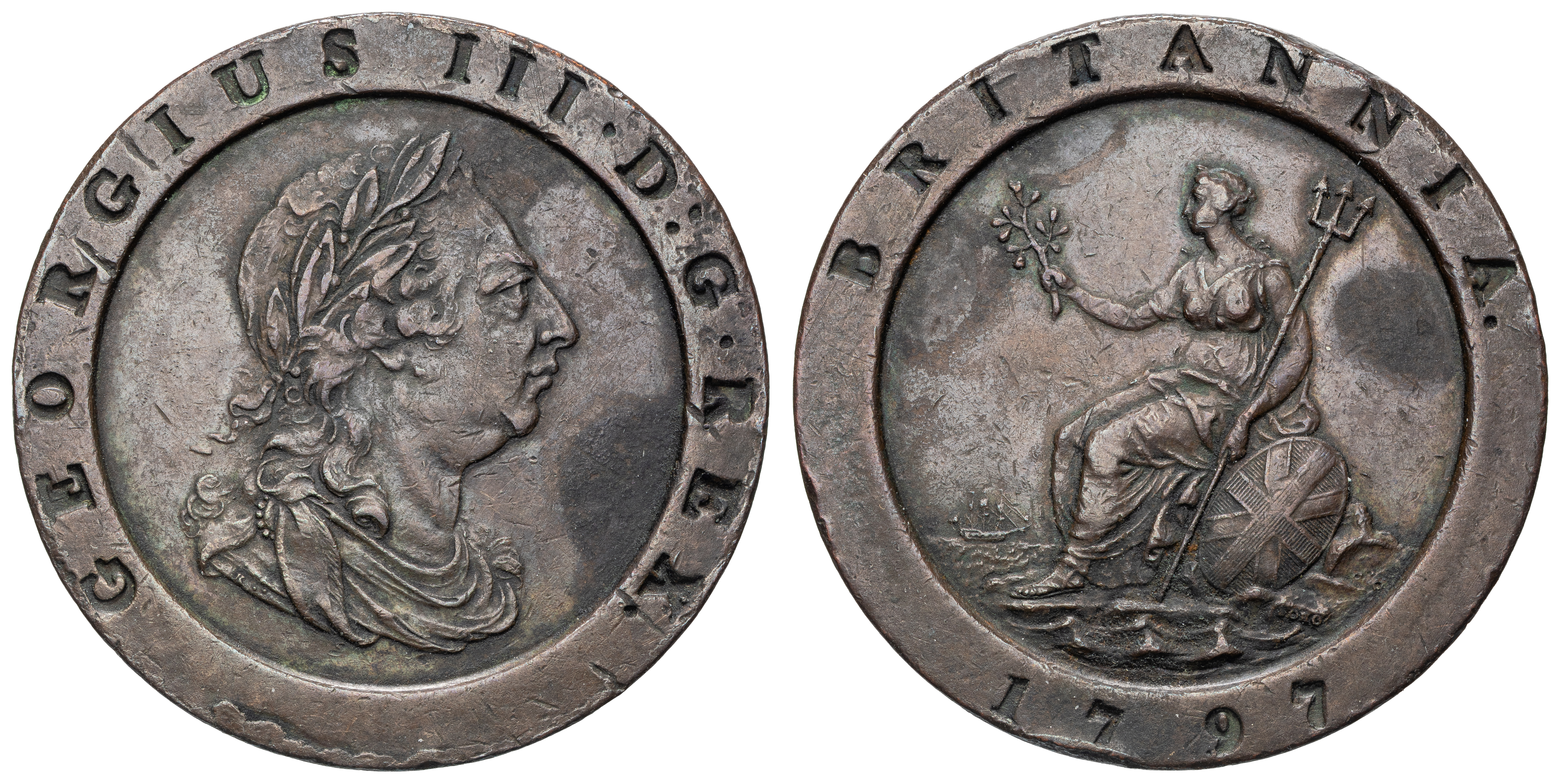 George III, Twopence, 1797, VF