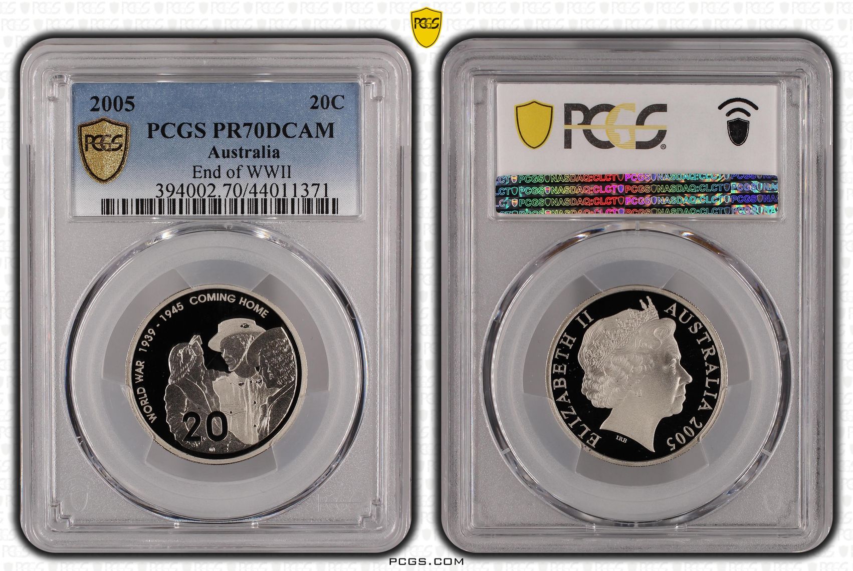 2005 Australia Twenty Cent, 20c End of WWII PCGS - PR70DCAM POP 11/0 -371