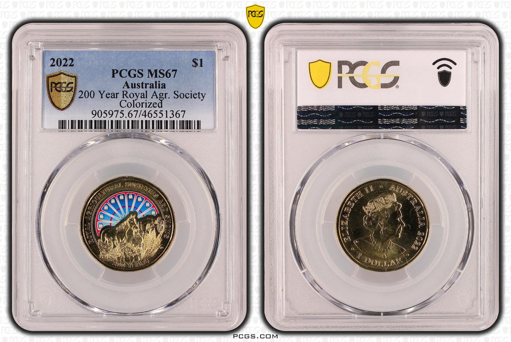 200 Year Royal Agr. Society , One Dollar, 2022, PCGS MS67