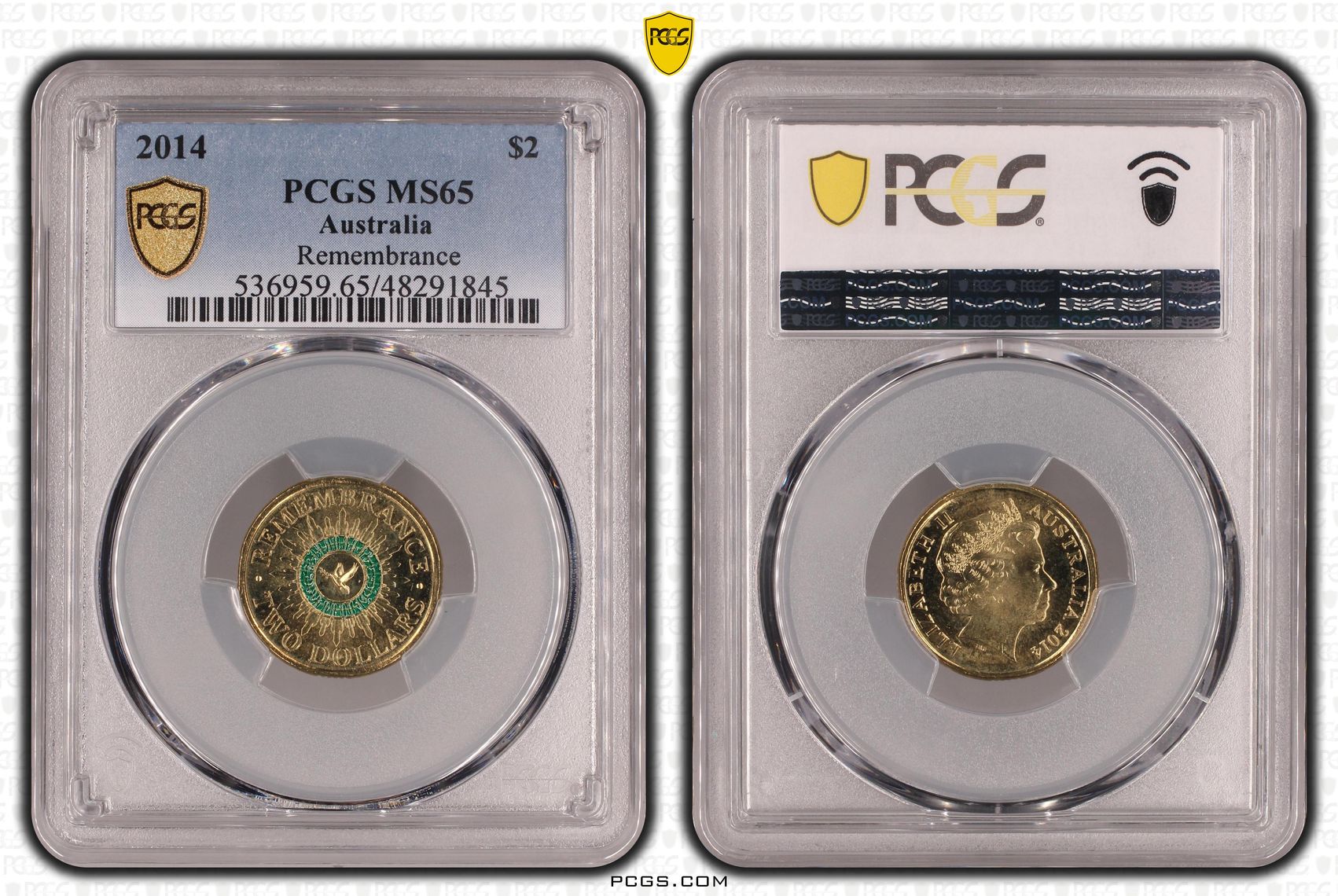 Elizabeth II, Remembrance - Colorized, Two Dollar, 2014, PCGS MS65