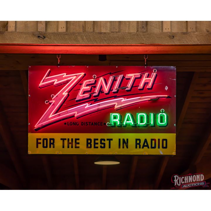 Zenith Long Distance Radio 5' Single Sided Porcelain Neon Sign