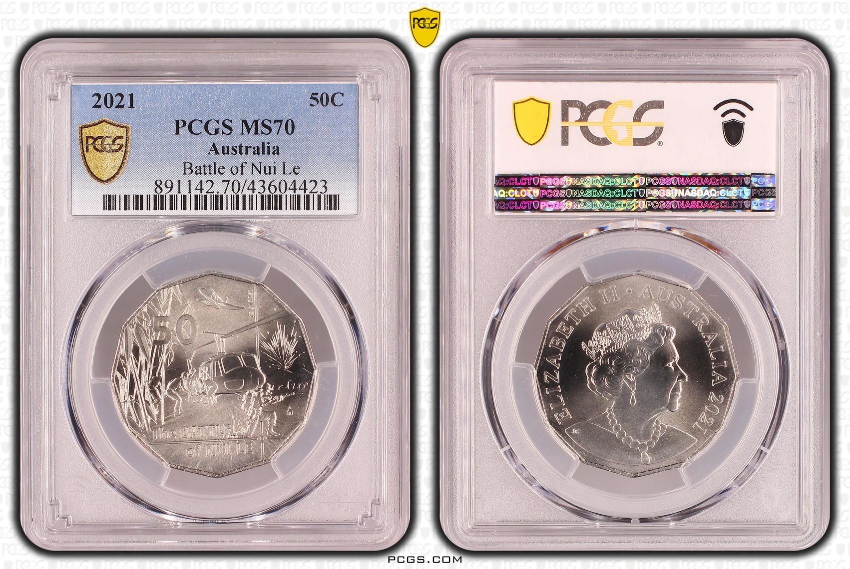 2021 Australia Fifty Cent, 50c Battle of Nui Le PCGS - MS70 POP 11/0 -423