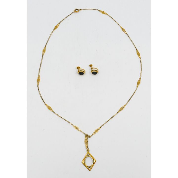 Box 14k Earrings and Necklace - 9.5 Grams TW