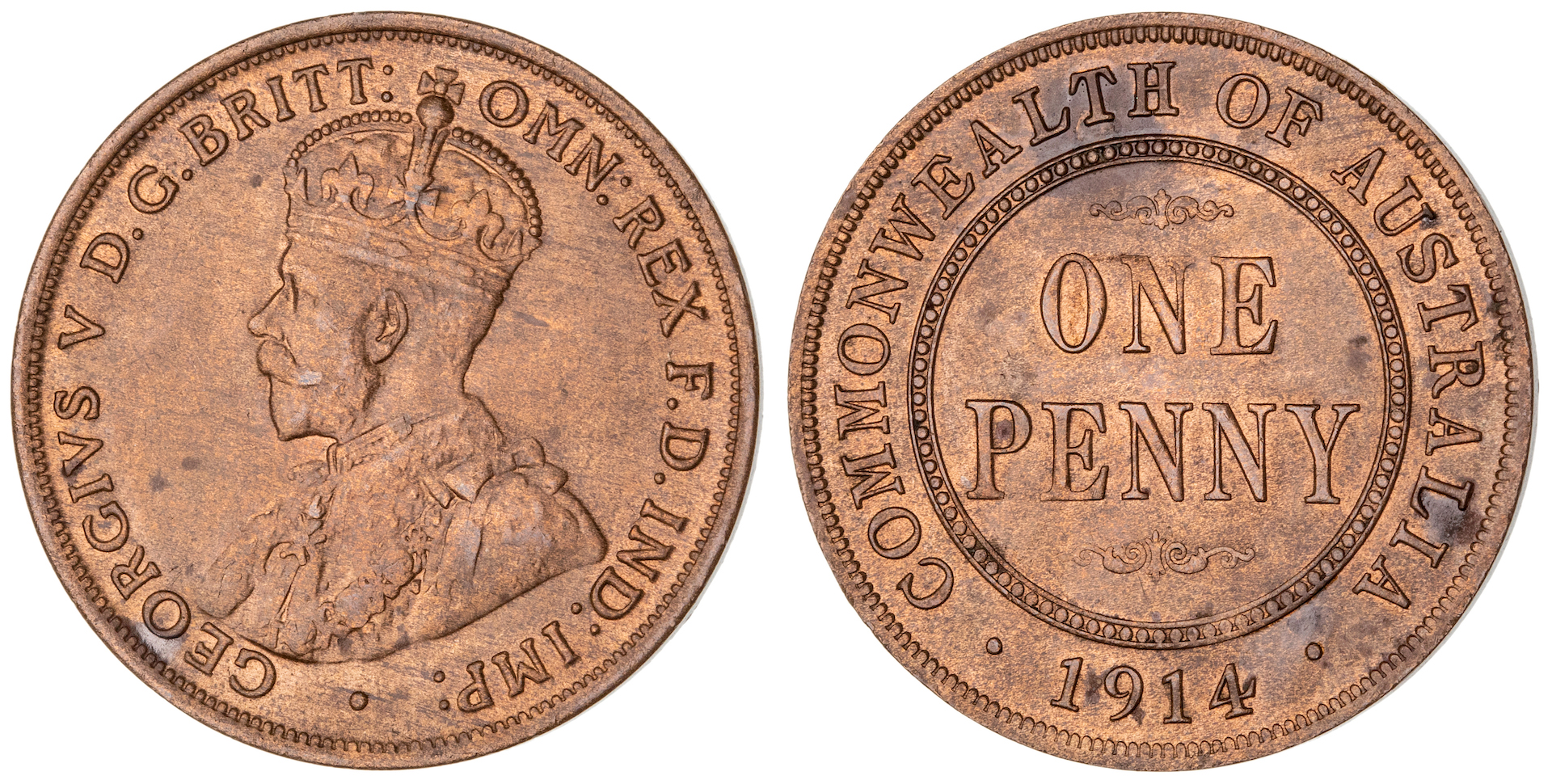George V, Penny, 1914, UNC