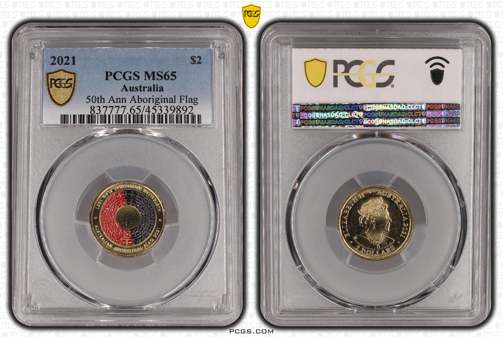 50th Ann Aboriginal Flag, Two Dollar, 2021, PCGS MS65