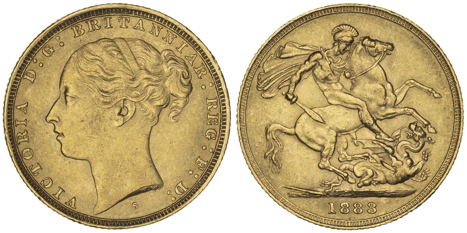Victoria, St George Reverse, Sovereign, 1883-S, aEF
