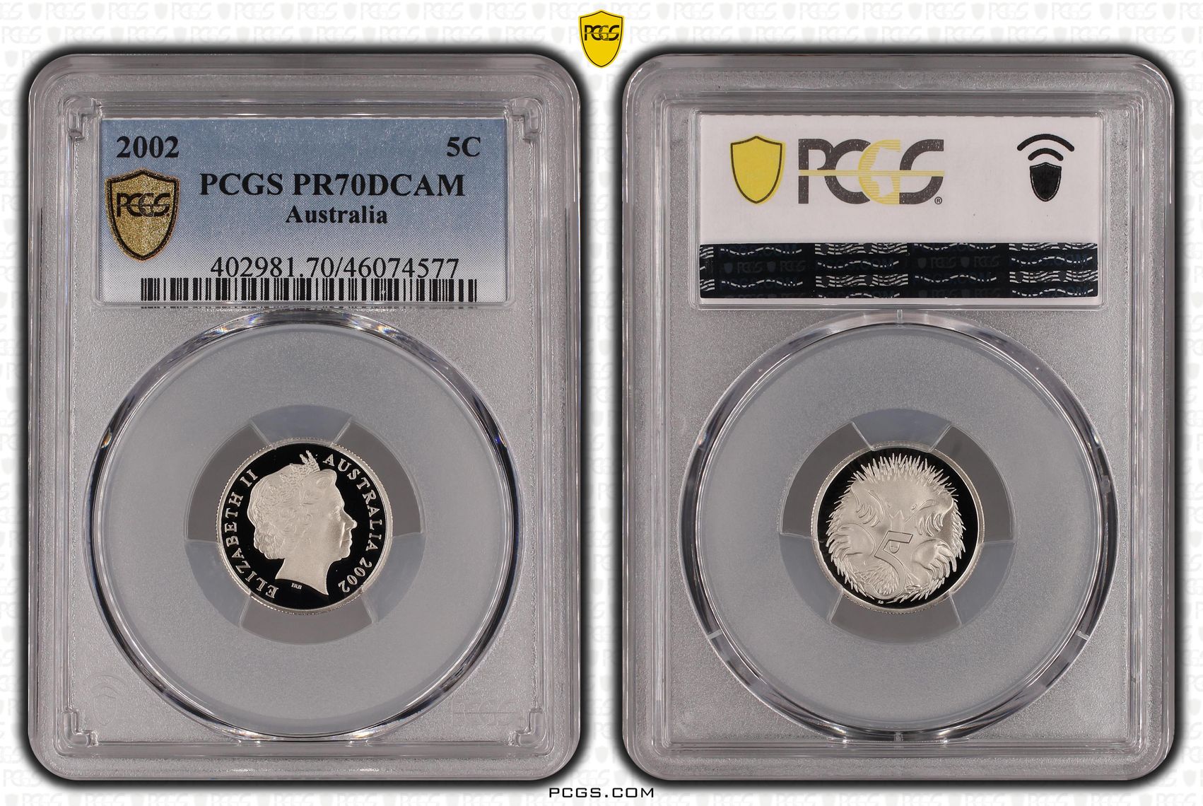 Elizabeth II, Five Cent, 2002, PCGS PR 70DCAM