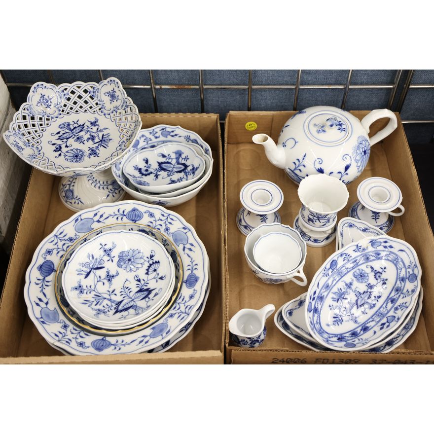 2 Boxes Meissen Blue Onion Porcelain as-is