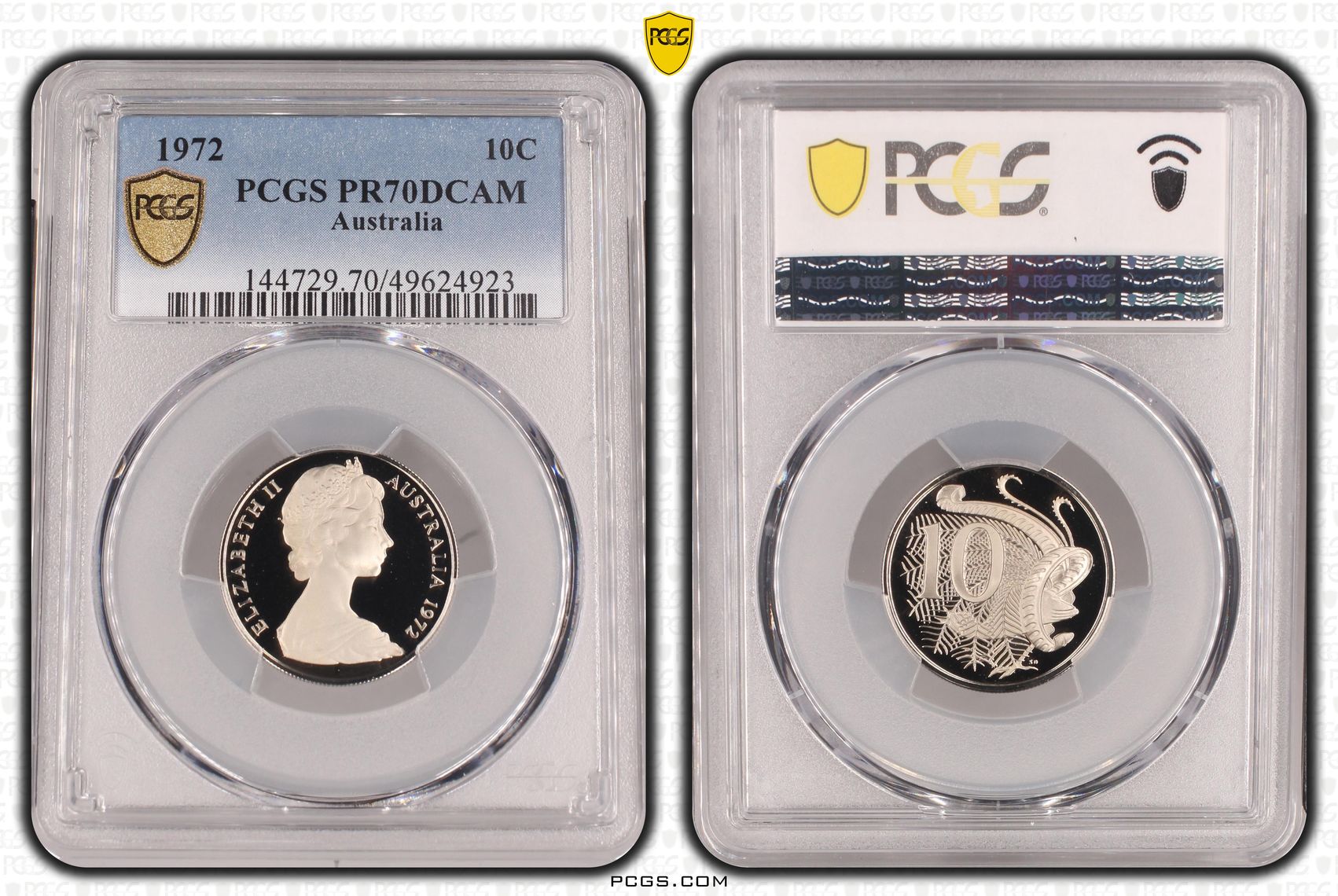 Pop 7/0, Ten Cent, 1972, Pcgs Pr70dcam