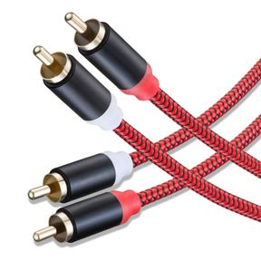 RCA CABLE 15FT,2RCA MALE TO 2-RCA MALE AUDIO STEREO SUBWOOFER CABLE HI-FI SOUND NYLON-BRAIDED AUXILIARY AUDIO CORD FOR HOME THEATE