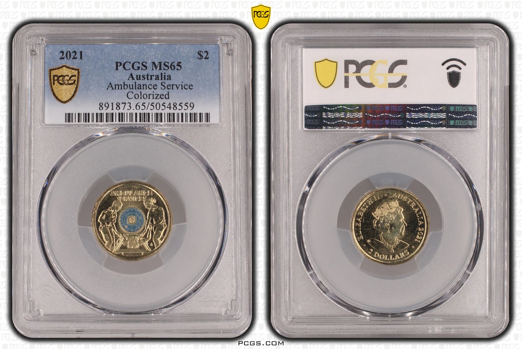 Ambulance Service Colorized, Two Dollar, 2021, PCGS MS65