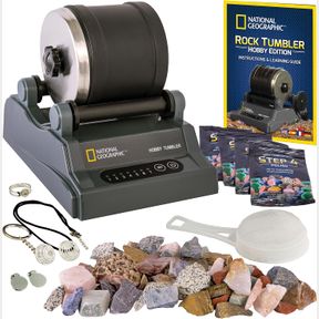 NATIONAL GEOGRAPHIC ROCK TUMBLER KIT HOBBY EDITION INCLUDES ROUGH GEMSTONES, AND 4 POLISHING GRITS, GREAT STEM SCIENCE KIT FOR GEO