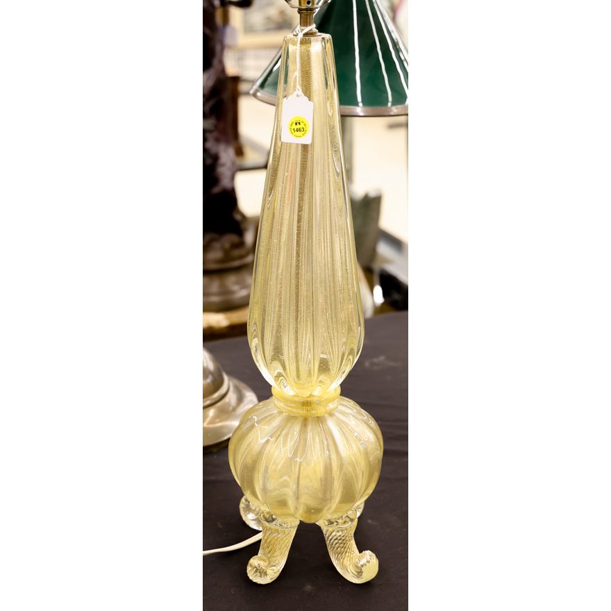 Barovier & Toso Murano Glass Gold Footed Table Lamp 24''
