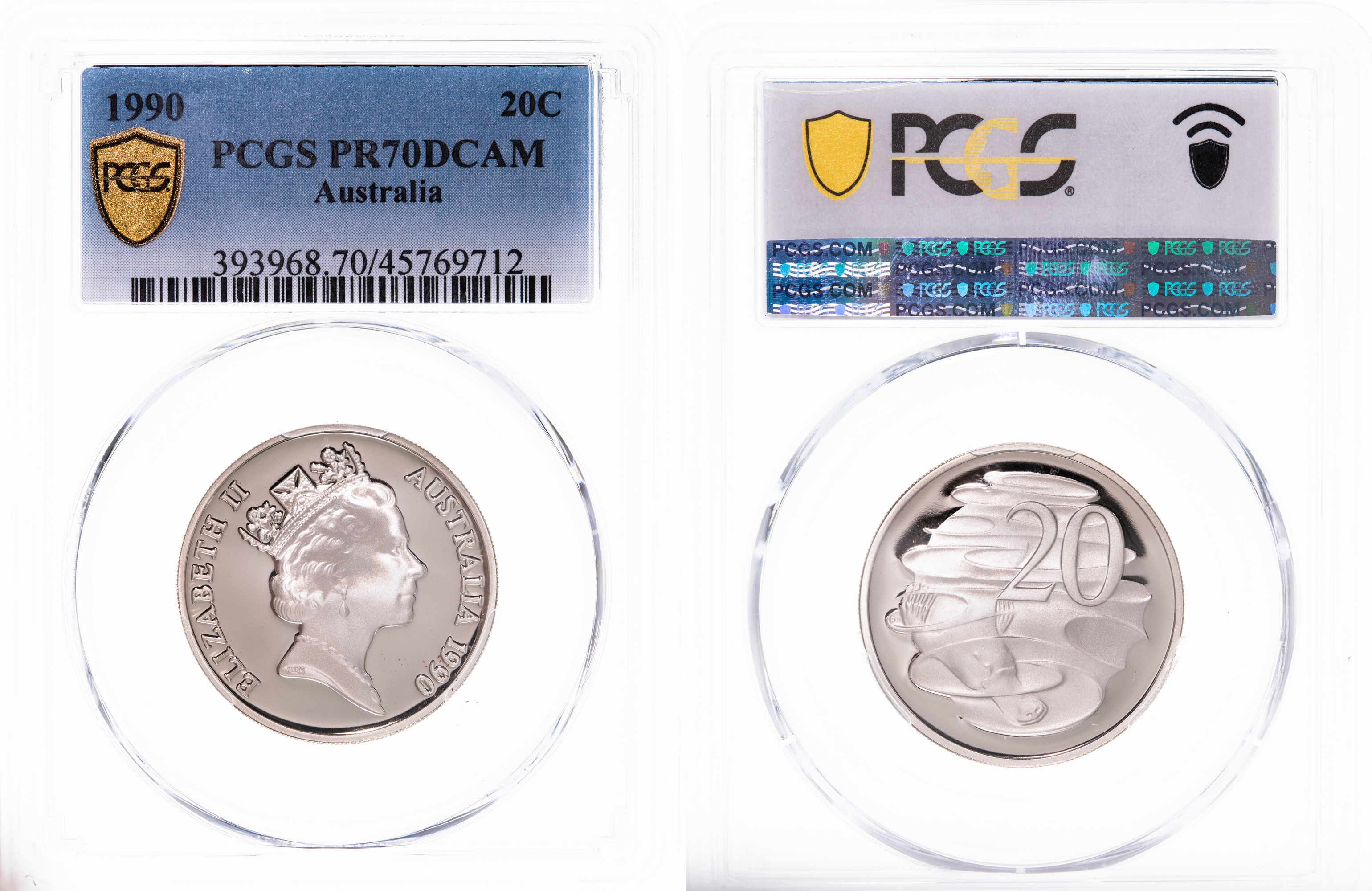 Elizabeth II, Twenty Cent, 1990, PCGS PR 70DCAM