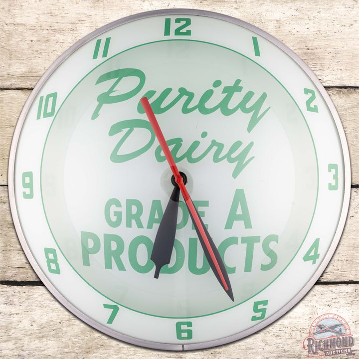 Purity Dairy Grade A Products 15" Double Bubble Advertising Clock