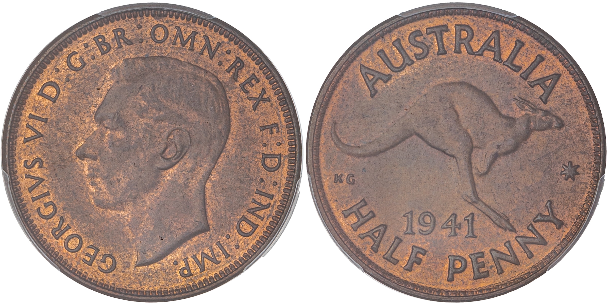 George VI, Halfpenny, 1941, PCGS MS64RB