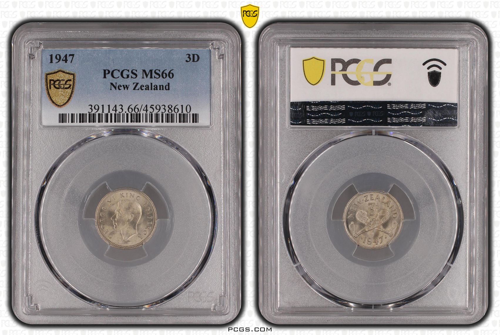 1947 New Zealand Threepence PCGS - MS66 -610