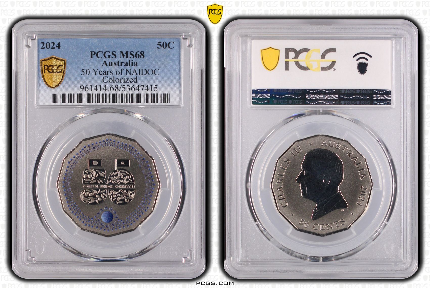 50 Years of NAIDOC Colourised, Fifty Cent, 2024, PCGS MS68