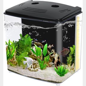 AQUANEAT FISH TANK, 1.2 GALLON AQUARIUM, SMALL BETTA FISH TANK STARTER KIT WITH LED LIGHT AND WATER FILTER PUMP