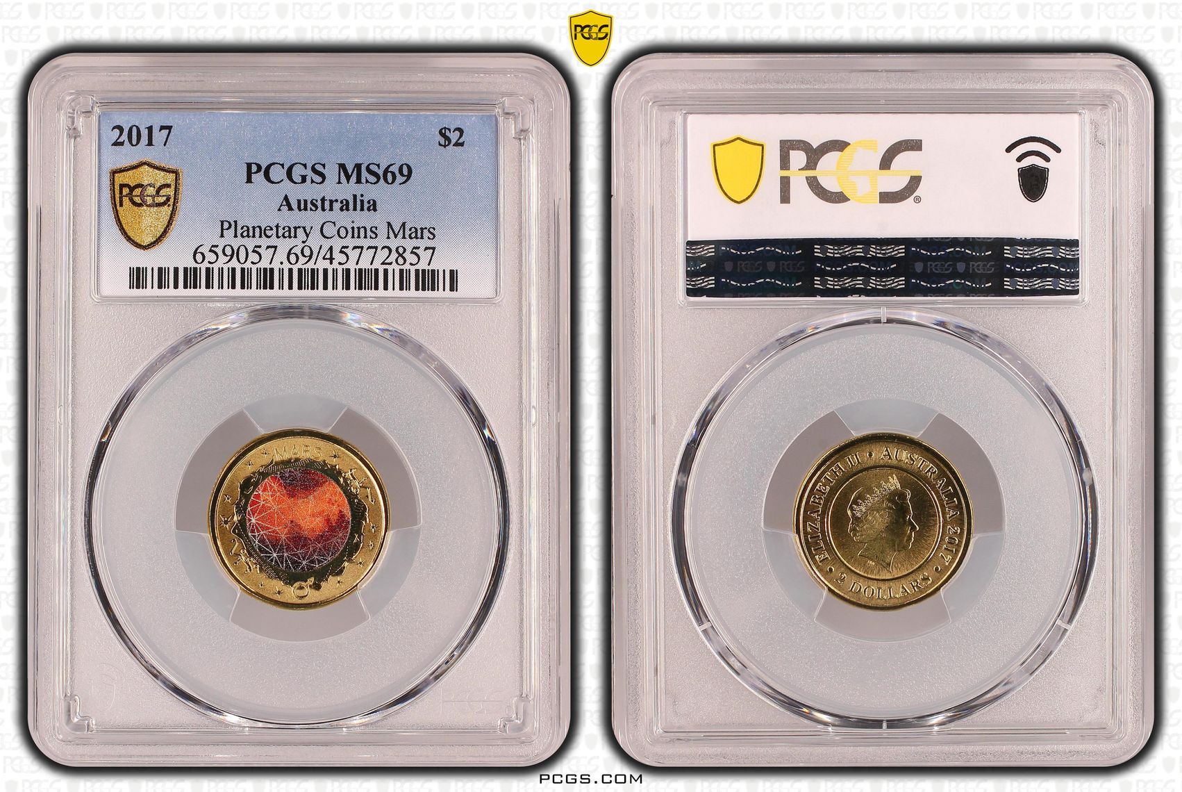 Elizabeth II, Planetary Coins Mars, Two Dollar, 2017, PCGS MS 69