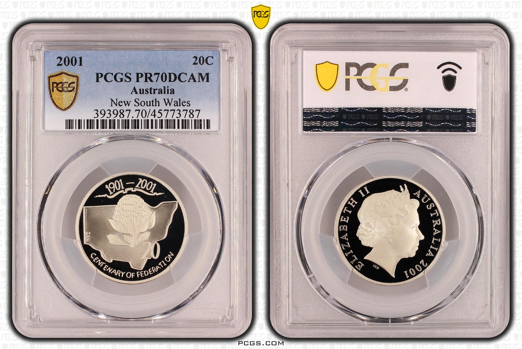 Elizabeth II, New South Wales, Twenty Cent, 2001, PCGS PR70DCAM