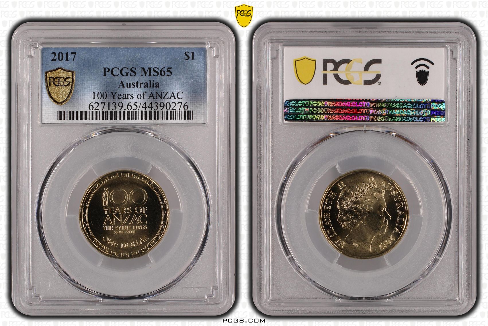 100 Years of ANZAC, One Dollar, 2017, PCGS MS 65