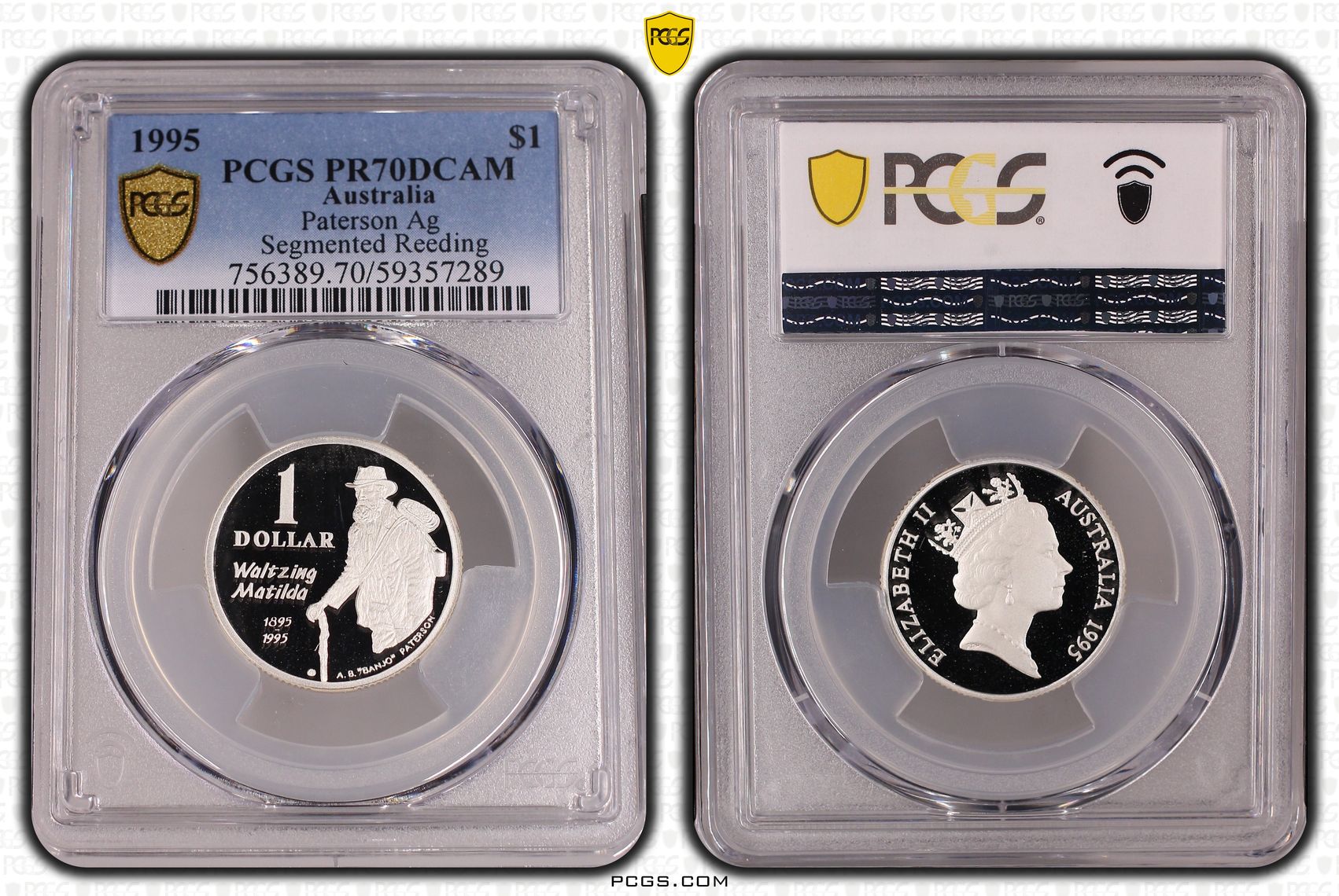Elizabeth II, Paterson Silver Segmented Reeding, One Dollar, 1995, PCGS PR70DCAM